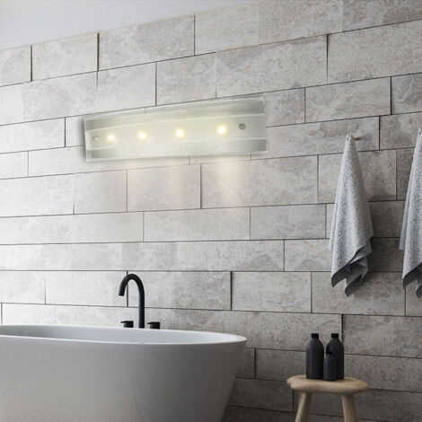 Wandlampe Modern Design Wandstrahler Chrom Wandleuchte Glas, mit Schalter, 1x LED 9 Watt 885 Lumen warmweiß, H 61,5 cm