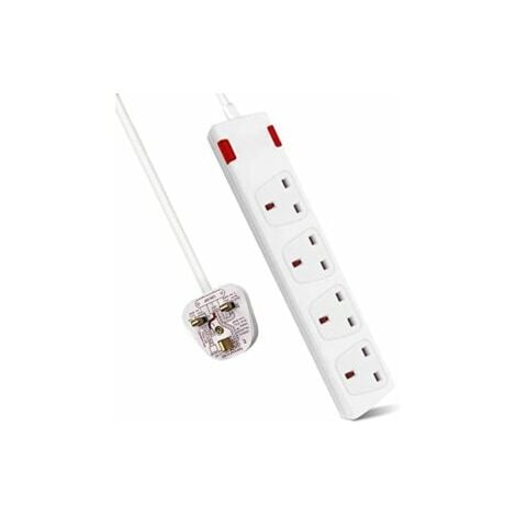 PARTH Surge Protected Extension Lead 3m Cable - 6 Way Surge Protection  Multi Plug Extension with Individual Switches - UK Sockets Wall Mounted  Power