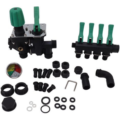 4-Wege-Bewässerungsverteiler mit Wasserhahn und Manometer, einfache Installation, rostfrei für Garten und Landwirtschaft