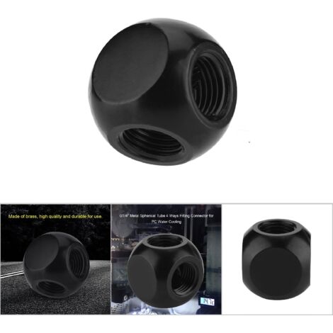 4-Wege-G1/4"-Metallkugelanschluss für PC-Wasserkühlung – Schwarz