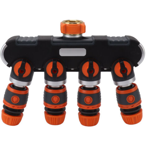 4-Wege-Gartenbewässerungsarmatur aus Messing, 4-fach-Umsteller mit Adapter