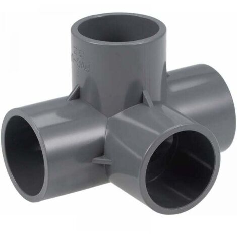 4-Wege-Kniestück PVC-Rohrverschraubung Möbelqualität 32 mm T-Eckverbinder Grau 10 Stücke