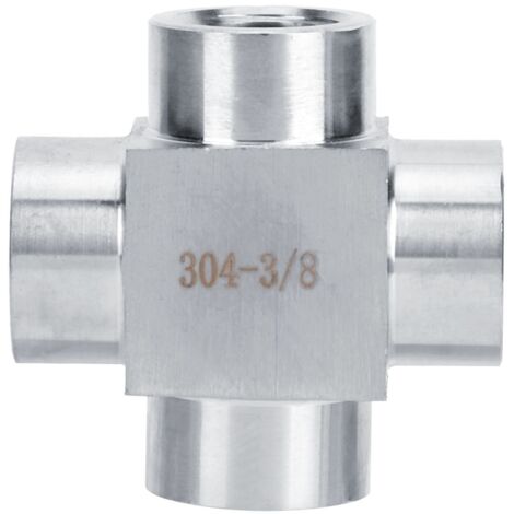4-Wege-T-Stück aus Edelstahl 304, G3/8-Innengewinde, für Hydraulik- und Pneumatiksysteme