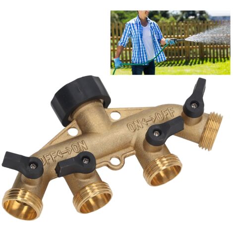 4-Wege-Wasserspender, US-amerikanische Kugelhähne für Gartenbewässerung und Autowäsche, ABS, PP, Metall, 412 g