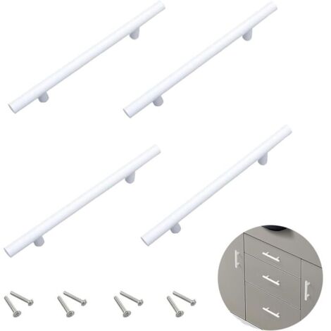 4 weiße Küchengriffe, 128 mm, Möbelgriffe, T-Griffe für Schränke und Schubladen, für Küchenmöbel, Schubladen, Wohnaccessoires, weiße Türgriffe