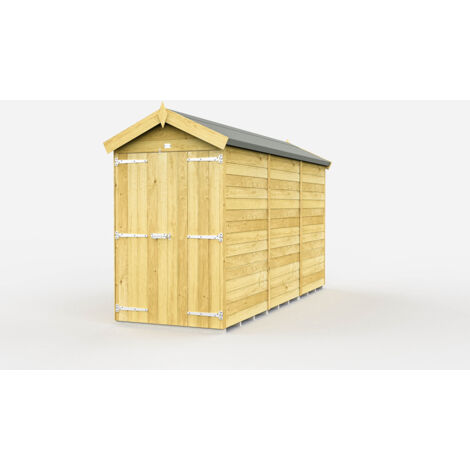 4 x 11 Feet Apex Shed - Double Door Without Windows - Wood - L329 x W118 x H217 cm