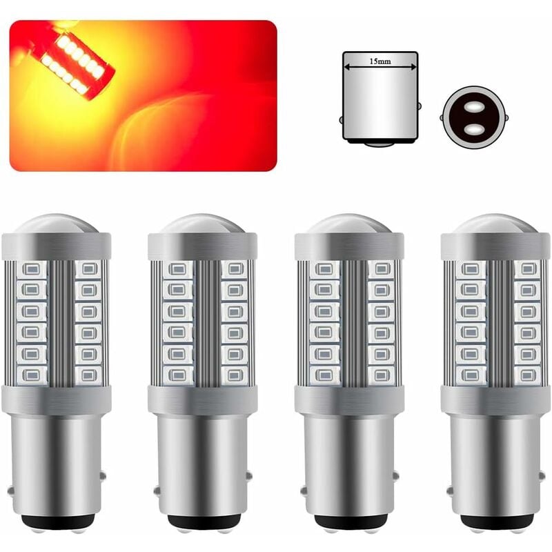 4 x 1157 BAY15D led Ampoule Rouge Super Brillant 6000K 5630 33 smd Canbus feu de Freinage Ampoule 12V