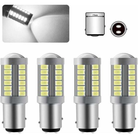 4 x 1157 BAY15D LED-Lampen, superhelles Weiß 6000K, 5630 33 SMD, Canbus, Bremslichtlampe, 12V