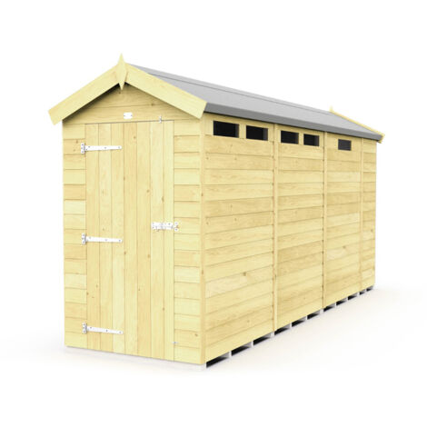 4 x 13 Feet Apex Security Shed - Single Door - Wood - L387 x W118 x H217 cm
