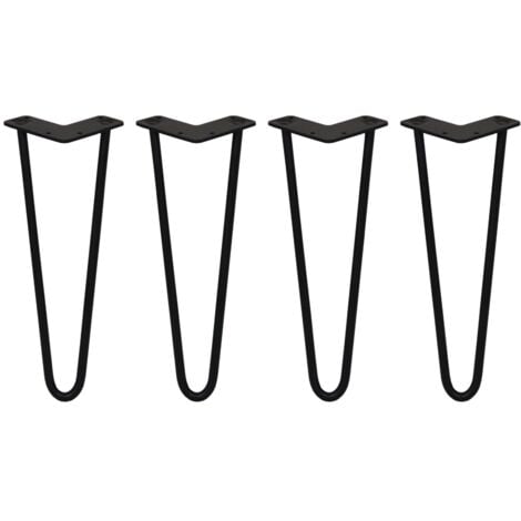 SKISKI 4 x 14" Hairpin Legs - 2 Prong - 12mm - Black