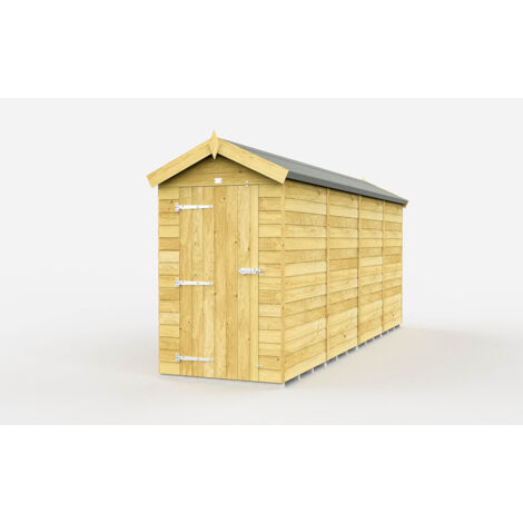 4 x 15 Feet Apex Shed - Single Door Without Windows - Wood - L454 x W118 x H217 cm