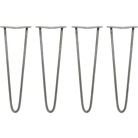 SKISKI 4 x 16" Hairpin Legs - 2 Prong - 10mm - Raw Steel