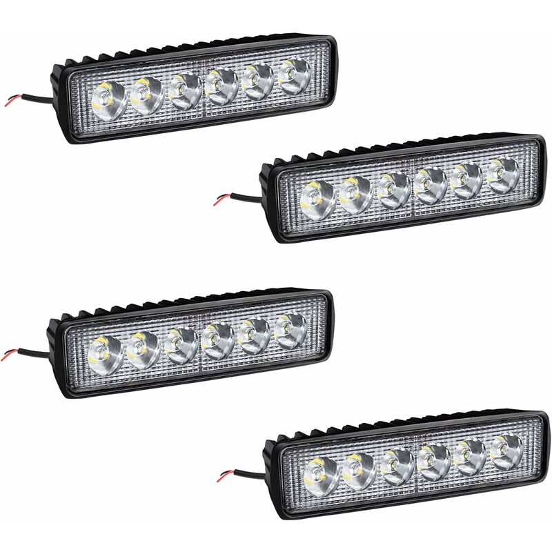4 x 18W led phares de travail barre lumineuse phare de travail - led feux auxiliaires IP67 aluminium pour réflecteur tracteur agricole tout terrain