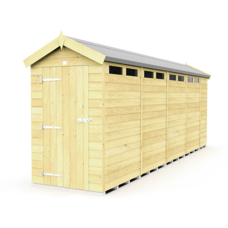4 x 19 Feet Apex Security Shed - Single Door - Wood - L560 x W118 x H217 cm
