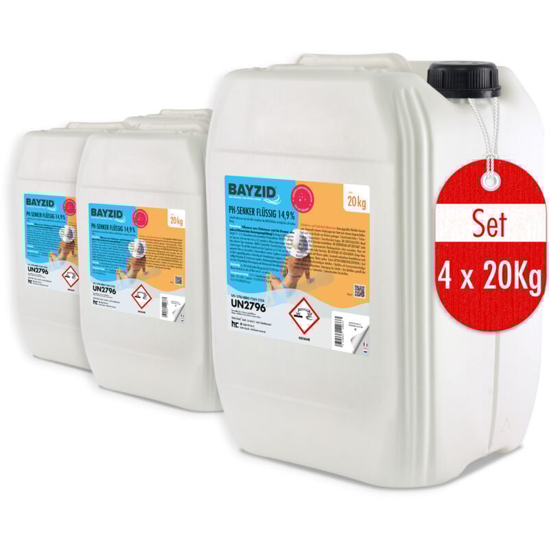 Höfer Chemie Gmbh - 4 x 20 Kg Bayzid® pH moins liquide 14,9% Réducteur de pH liquide à effet rapide - pour piscine