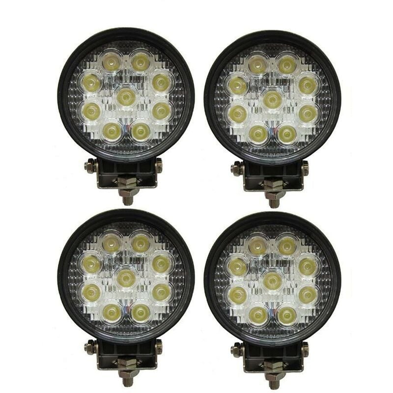 Planet Shop - 4 x 27W Round Spotlight Led Work Light 9 Led 3W Depth Auto Boat