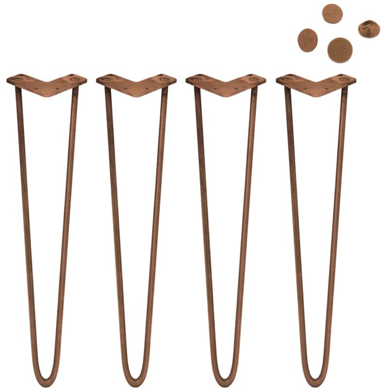 4 x 28' Hairpin Legs - 2 Prong - 10mm - Antique Copper