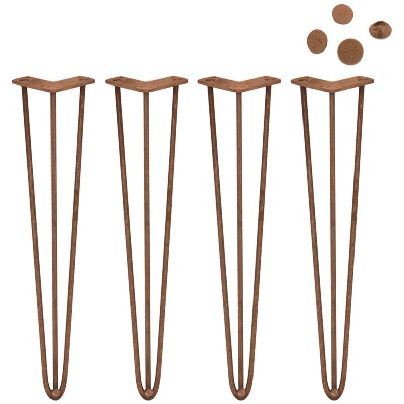 4 x 28' Hairpin Legs - 3 Prong - 10mm - Antique Copper