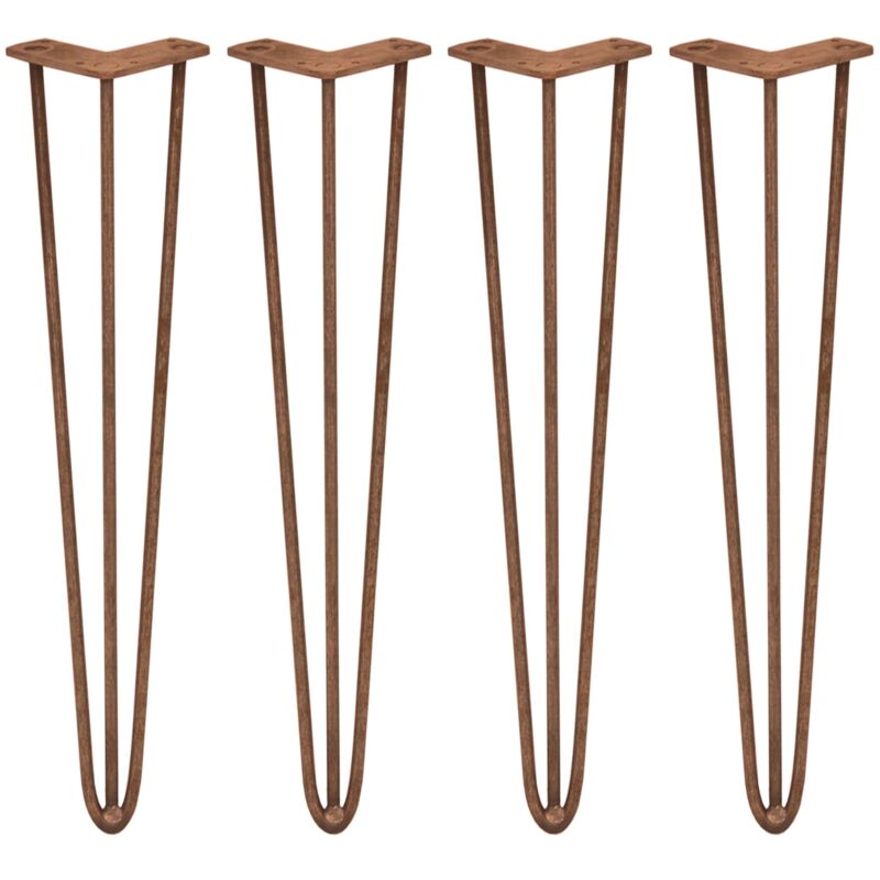 4 x 28' Hairpin Legs - 3 Prong - 12mm - Antique Copper