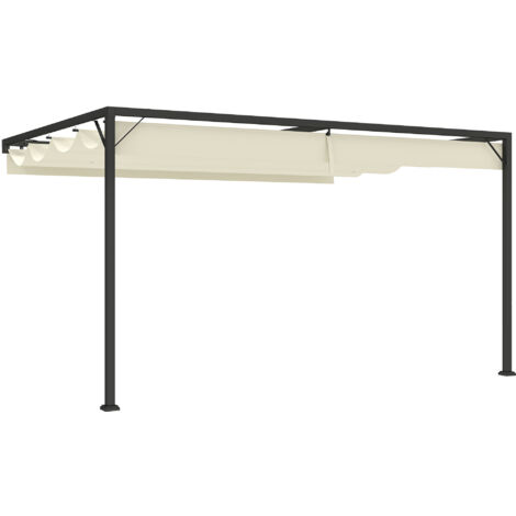 4 x 3 m Pergola, with Sliding Canopy - Cream