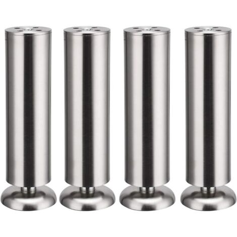 4 x 300 mm Edelstahl-Möbelbeine für Küchenschränke, runde Füße, Gummimatte, sicher und leise