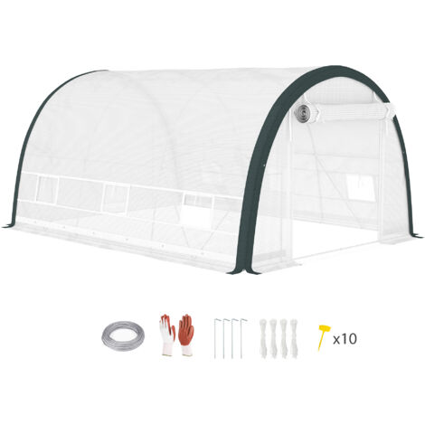 4 x 3(m) Walk-In Tunnel Greenhouse, with Accessories - White