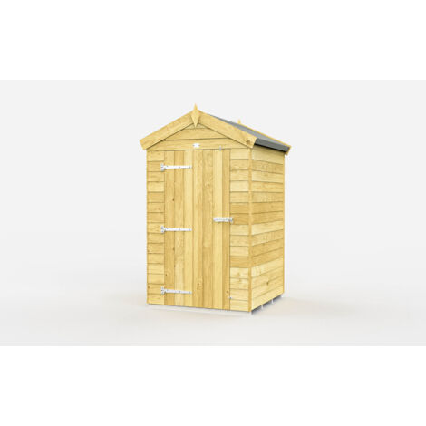 4 x 4 Feet Apex Shed - Single Door Without Windows - Wood - L127 x W118 x H217 cm