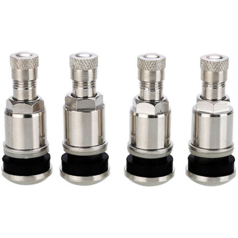 4 x 45 mm silberne Stahlventile für schlauchlose Autoreifen