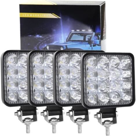 4 x 48W phare de travail 16 LED IP67 Feu de Travail Véhicule 12V 24V Pour JEEP SUV