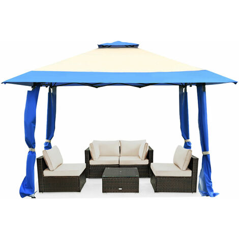 main image of "4 x 4m Pop up Outdoor Gazebo Large Patio Party Tent W/ 2-Tier Roof Adjustable"
