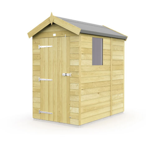 4 x 5 Feet Apex Shed - Single Door With Windows - Wood - L158 x W118 x H217 cm