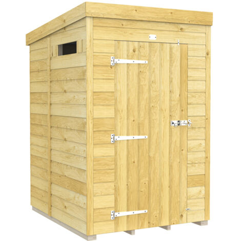 4 x 5 Feet Pent Security Shed - Single Door - Wood - L147 x W127 x H201 cm