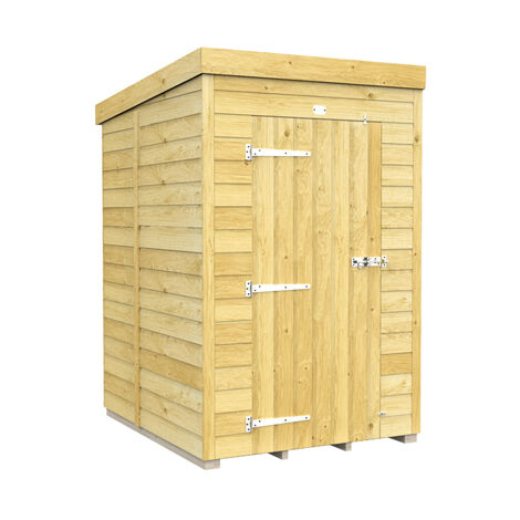 4 x 5 Feet Pent Shed - Single Door Without Windows - Wood - L147 x W127 x H201 cm