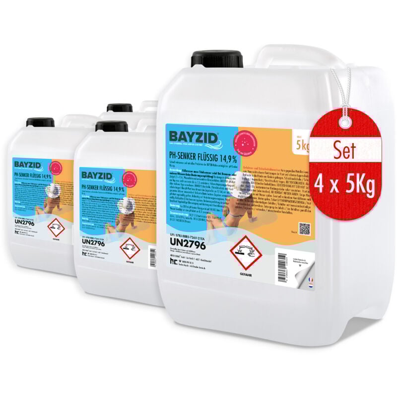 Höfer Chemie Gmbh - 4 x 5 kg de réducteur de pH bayzid moins 14,9 % de Höfer Chemie pour piscines et piscines afin de réduire la valeur du pH