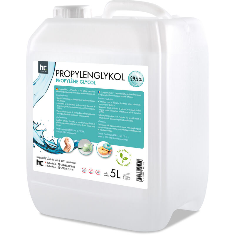 Höfer Chemie Gmbh - 2 x 5 Litre de propylène glycol 99,5% de qualité pharmaceutique