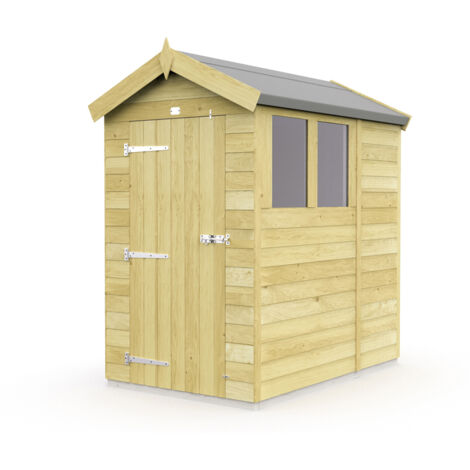 4 x 6 Feet Apex Shed - Single Door With Windows - Wood - L187 x W118 x H217 cm
