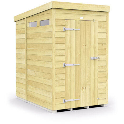 4 x 6 Feet Pent Security Shed - Single Door - Wood - L178 x W127 x H201 cm