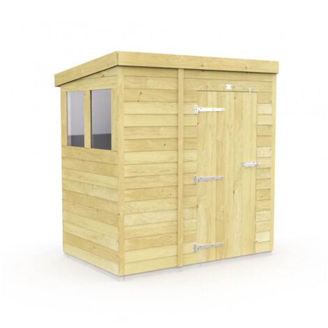 4 x 6 Feet Pent Shed - Double Door With Windows - Wood - L178 x W127 x H201 cm