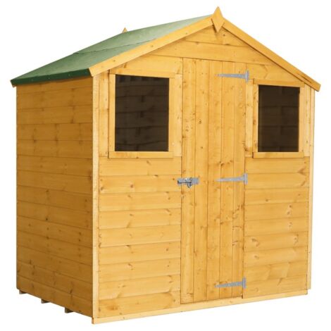 4 x 6 Feet Shiplap Apex Shed - Timber - L124.1 x W197.6 x H204.2 cm - Brown