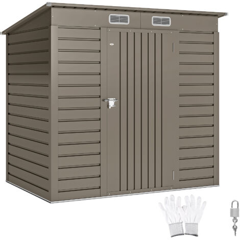 4 x 6ft Galvanised Metal Garden Shed, with Locking Door - Grey