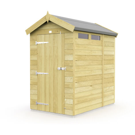 4 x 7 Feet Apex Security Shed - Single Door - Wood - L214 x W118 x H217 cm