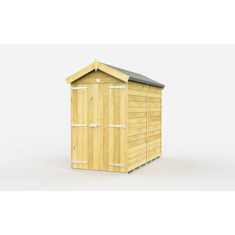 4 x 8 Feet Apex Shed - Double Door Without Windows - Wood - L243 x W118 x H217 cm