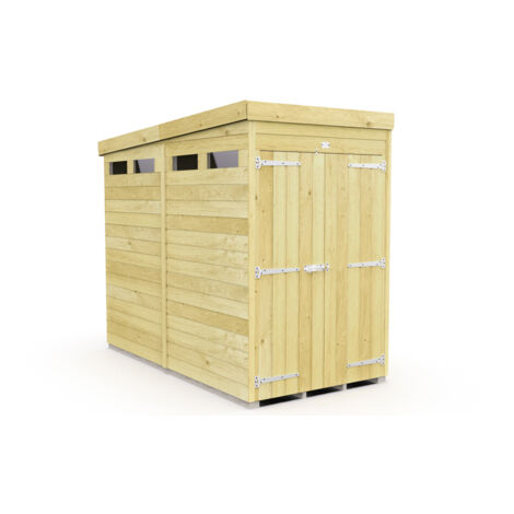 4 x 8 Feet Pent Security Shed - Double Door - Wood - L231 x W127 x H201 cm
