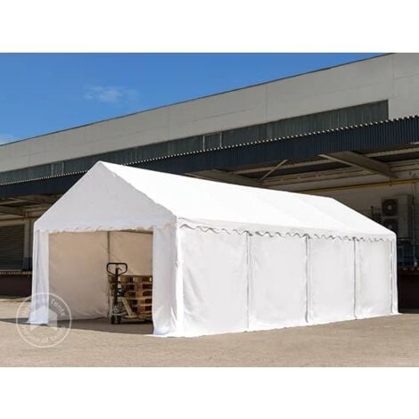 4 x 8 m Heavy Duty PVC Storage Tent Shed Temporary Shelter Fabric Warehouse Building with Galvanized Steel Construction in grey
