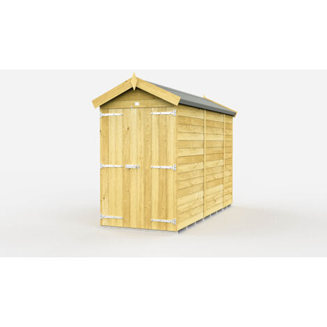 4 x 9 Feet Apex Shed - Double Door Without Windows - Wood - L272 x W118 x H217 cm