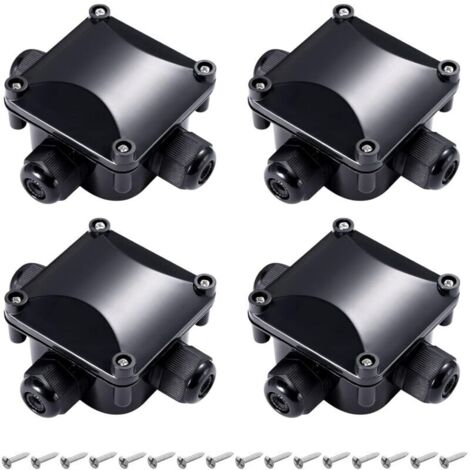 4 x Boîte de jonction étanche IP68 Boîtier de Raccordement 3 Câbles Extérieurs Noir