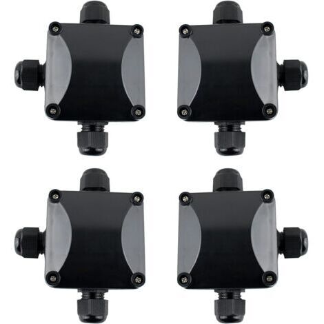4 x Boîte de jonction étanche IP68 Boîtier de Raccordement 3 Câbles Extérieurs Noir