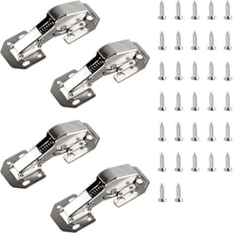 4 x cabinet hinges - 113 × 43 mm (5 inches) - soft-close screw-on hinge for heavy-duty cabinet door with spring, 90° cabinet furniture hinge - with