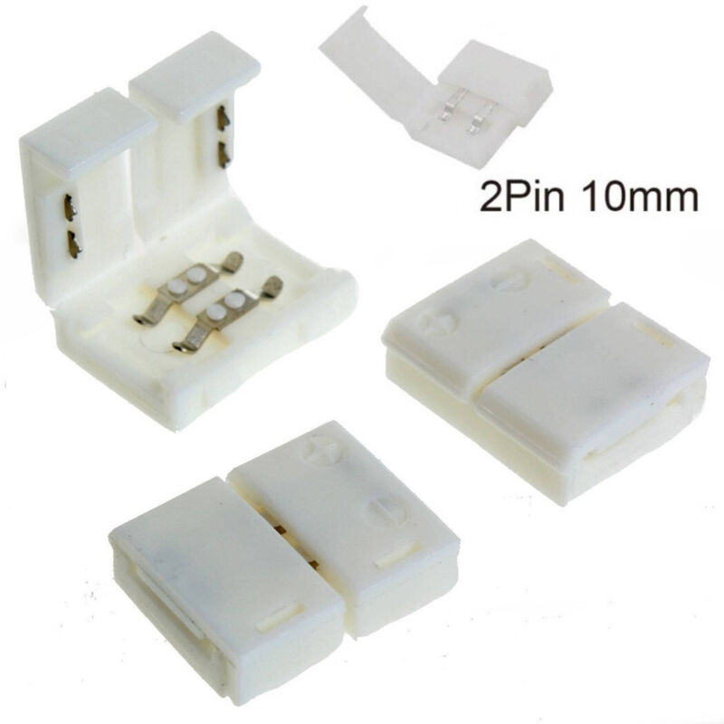 Trade Shop - 4 X Connettore 10 Mm A Clip Per Strip Strisce A Led Mono Colore Maschio Maschio -
