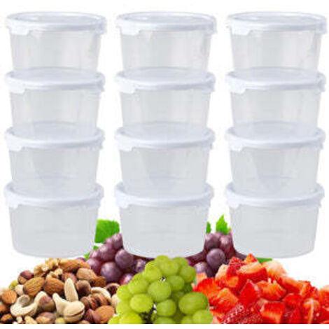 4 x Cuisine Round 300ml Stackable Plastic Food Container Boxes With Lids